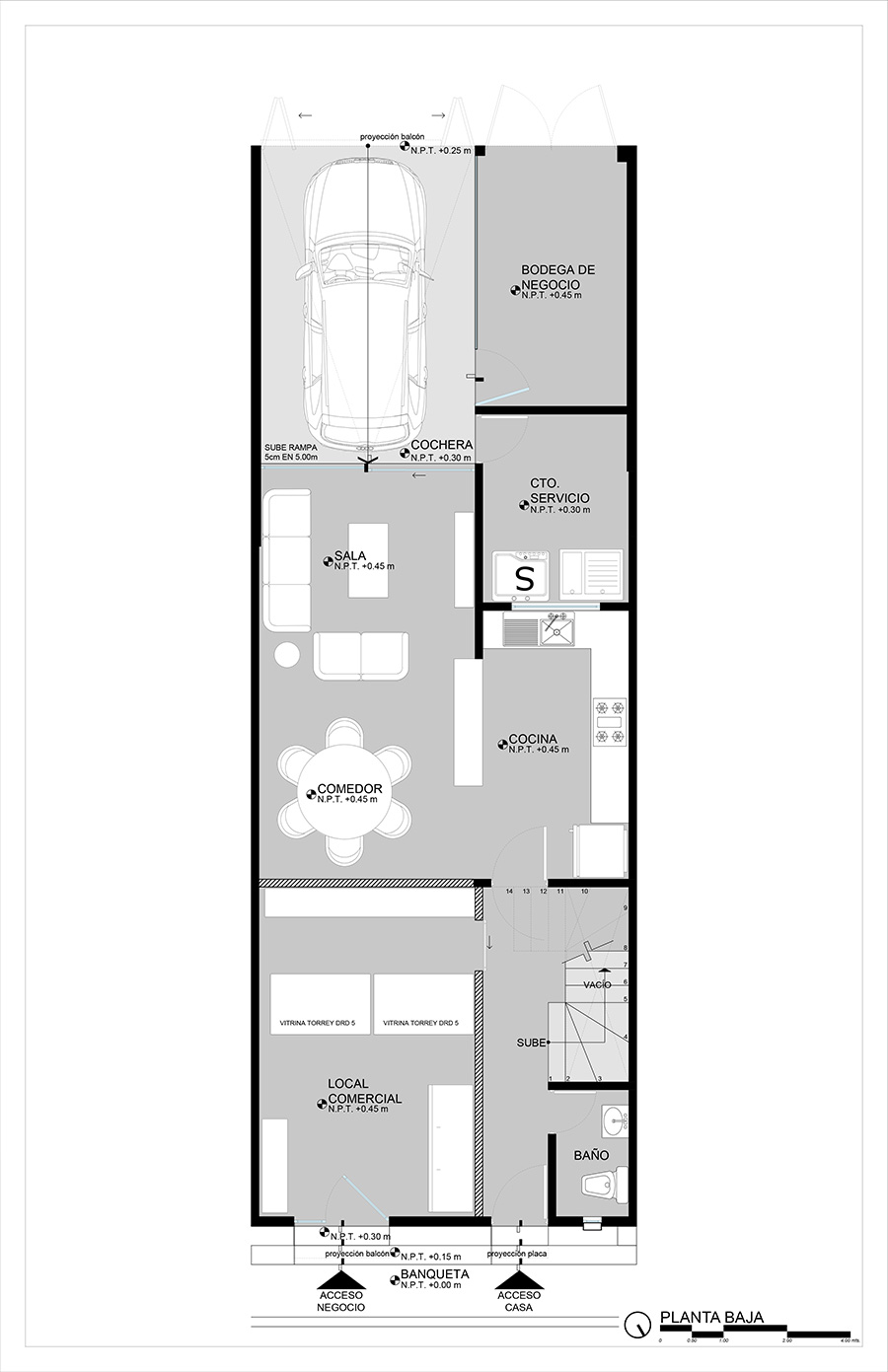 Casa El Dorado plano de la planta baja